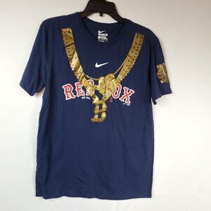 Nike Boston Red Sox David Big Papi Ortiz Men Medium Gold Chain TShirt Navy Blue